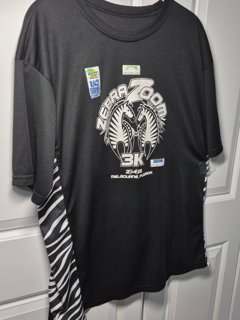 Vintage 2015 Brevard Zoo Zebra Zoom 3K Running Race T-Shirt Black SizeXXL Unisex